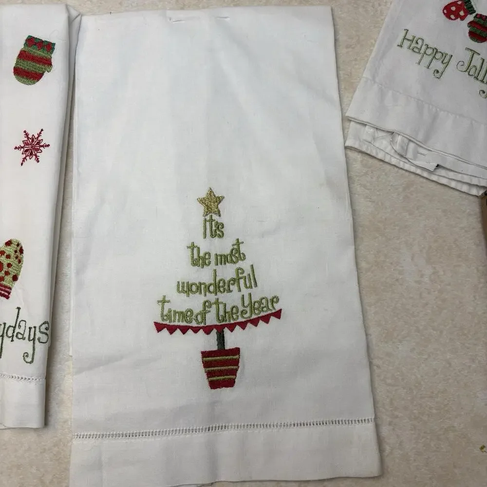 Christmas Tea Towels Bed Bath Beyond Christmas Trees Happy Jollydays Mittens 4
